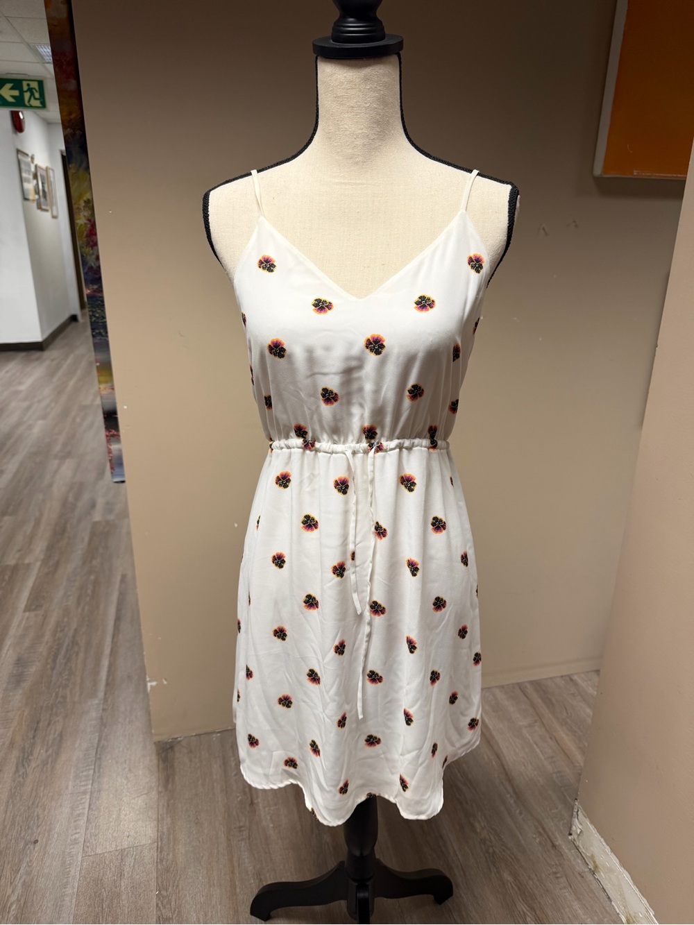 Babaton White Floral Print Spaghetti Strap Sundress